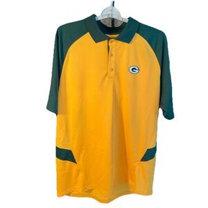Reebok Green Bay Packers Polo Shirt Men's XL Green Gold Embroidered NFL‎